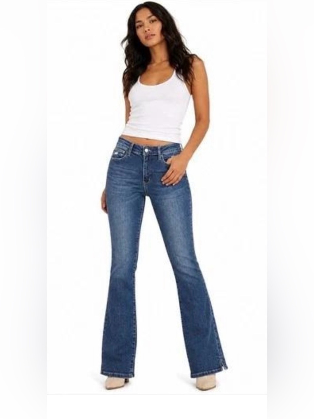 Judy Blue Slim Bootcut Jeans Side Slit Distressed 3/26